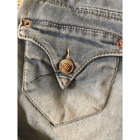 Hudson Girls Designer Blue Jean Shorts Cuffed Stretch Size 7 Casual - Adjustable - Picture 7 of 9